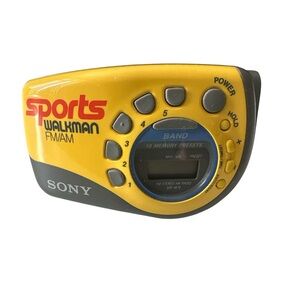 Sony Sports Walkman FM AM Radio SFM-M78 Yellow Vintage Portable Wrist Radio